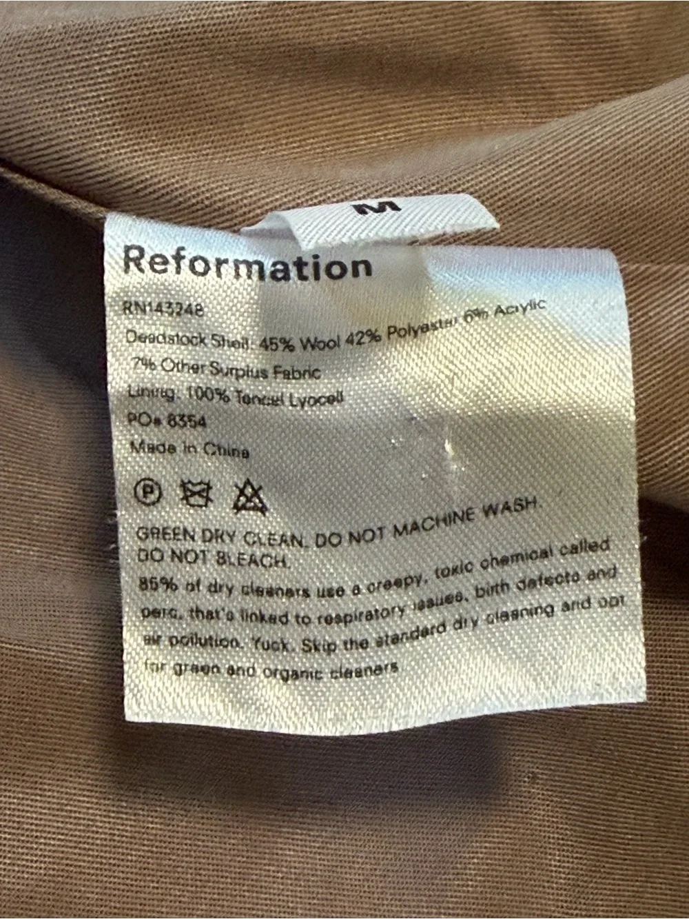 Reformation York Double Breasted Plaid Coat - Size Medium
